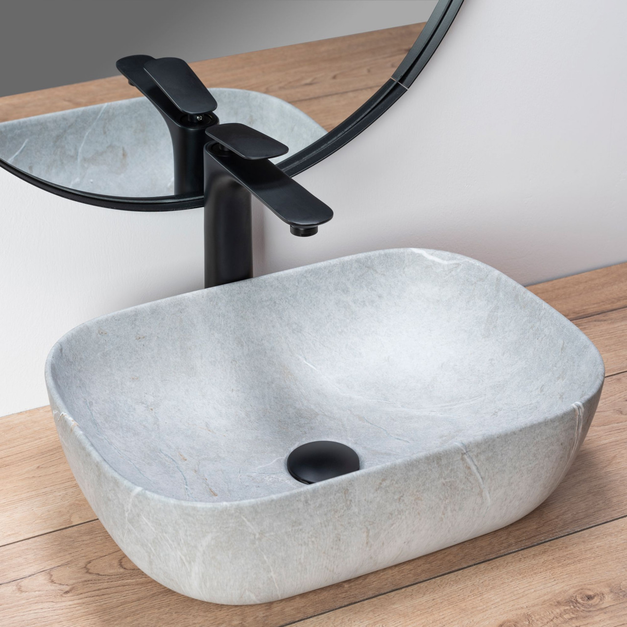 Poze Lavoar Livia Grey ceramica sanitara – 46,5 cm
