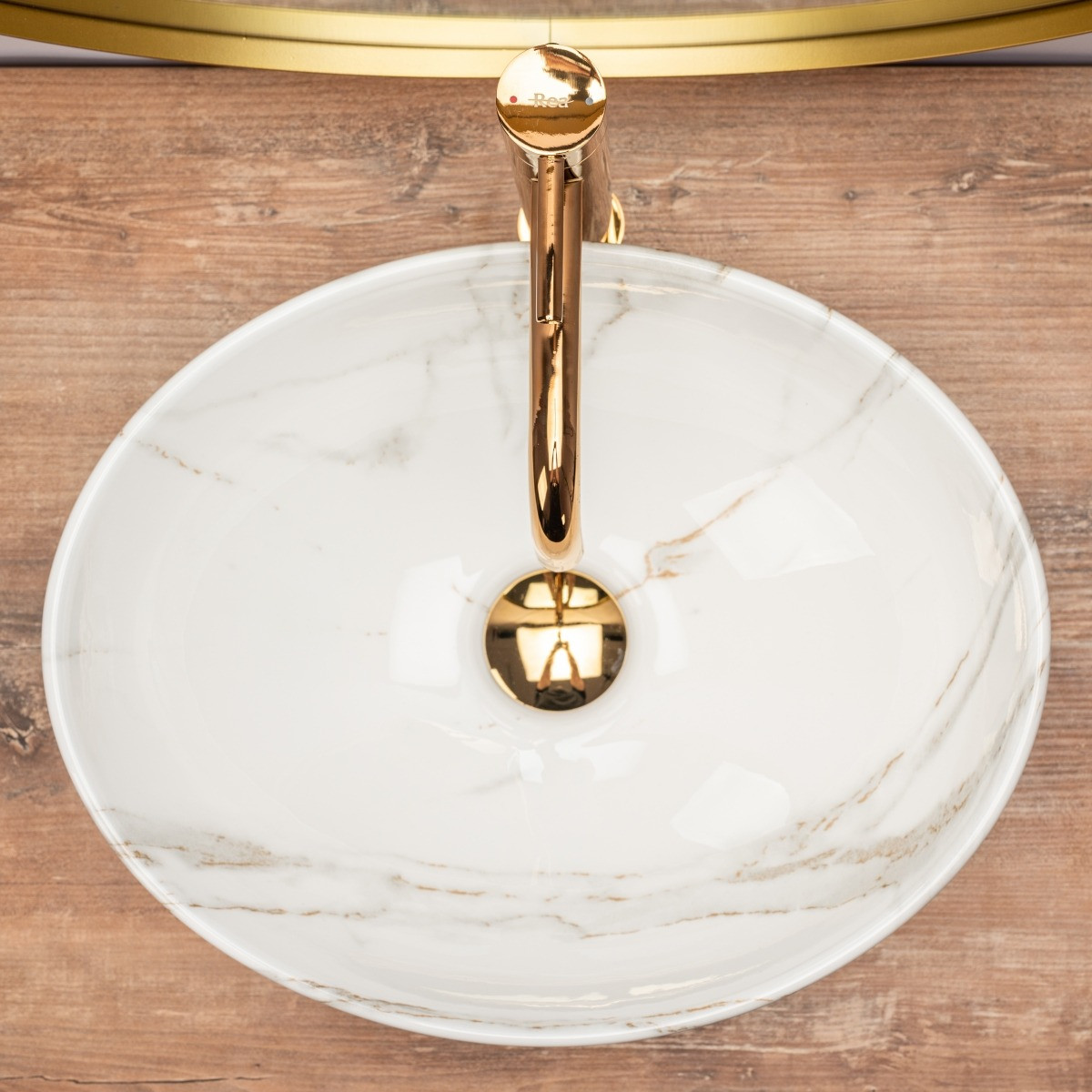 Poze Lavoar Sofia Shiny Marmura ceramica sanitara - 34,5 cm