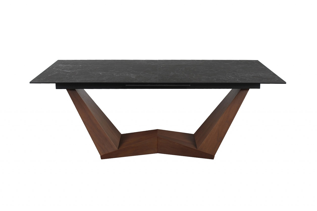 Poze Masa extensibila Bonucci Ceramic negru/nuc – L200-250 cm