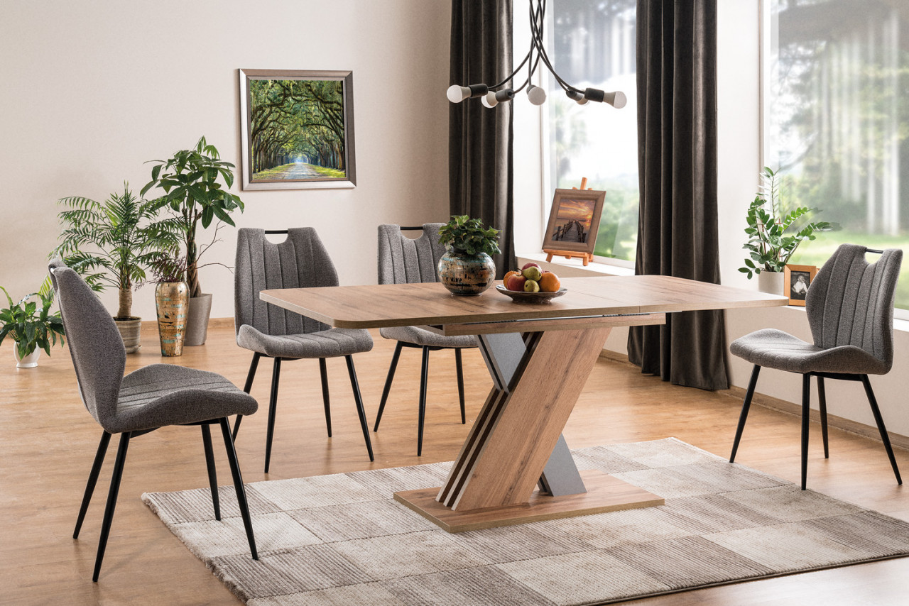 Poze Masa Extensibila Exel stejar wotan/silver – L140/180 x 85l x 76h cm