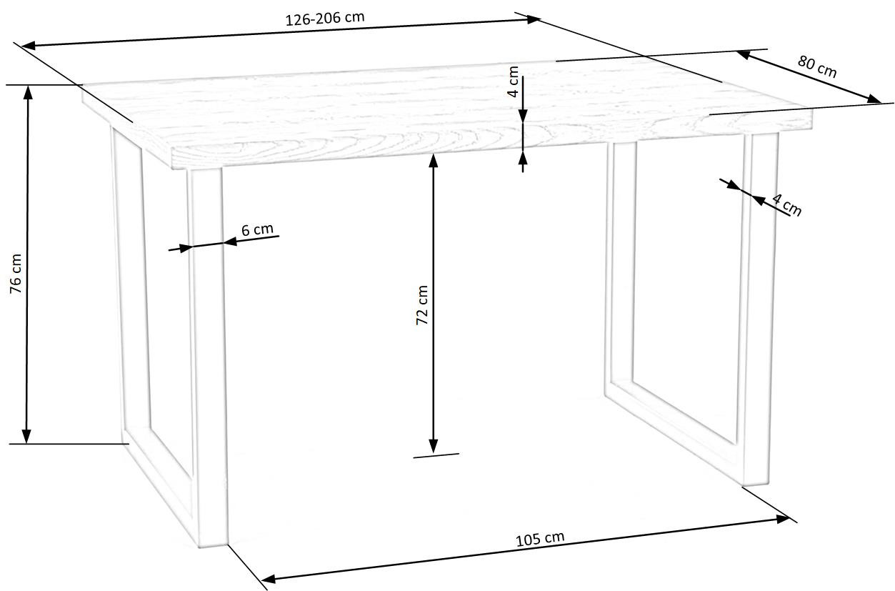 Poze Masa extensibila Horus stejar - L126/206xl80xh76 cm