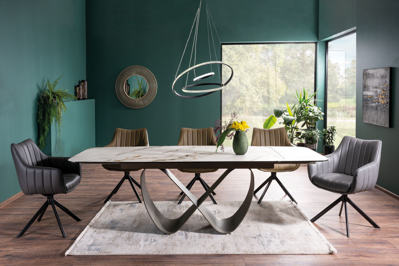 Poze Masa extensibila Infinity Ceramic alb/maro - L160-240 cm