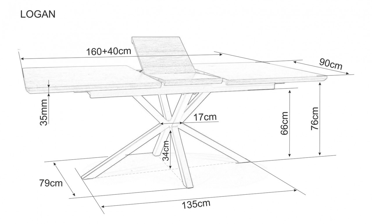 Poze Masa extensibila Logan nuc/negru - L160-200 x l90 x h75 cm homewish.ro