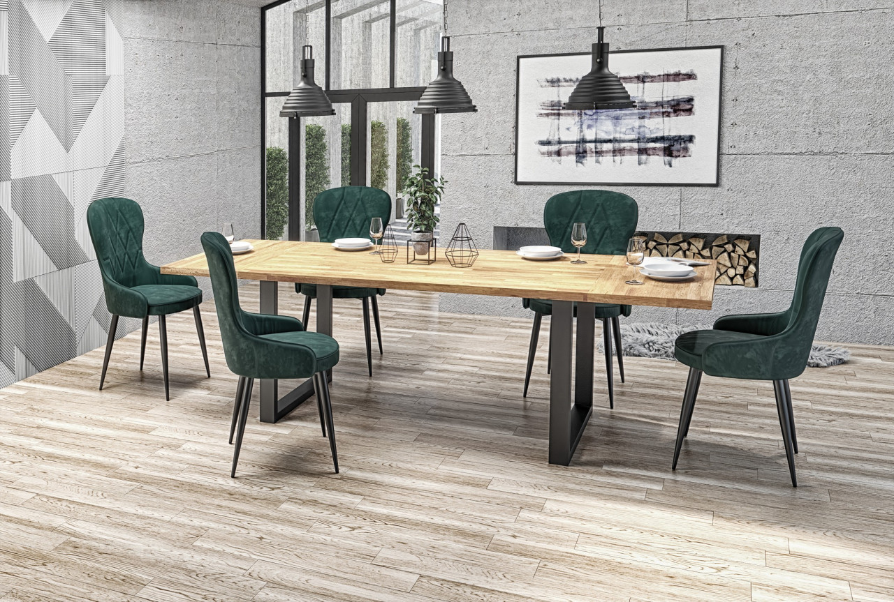 Poze Masa Radus 160x90 lemn masiv - stejar natural/negru