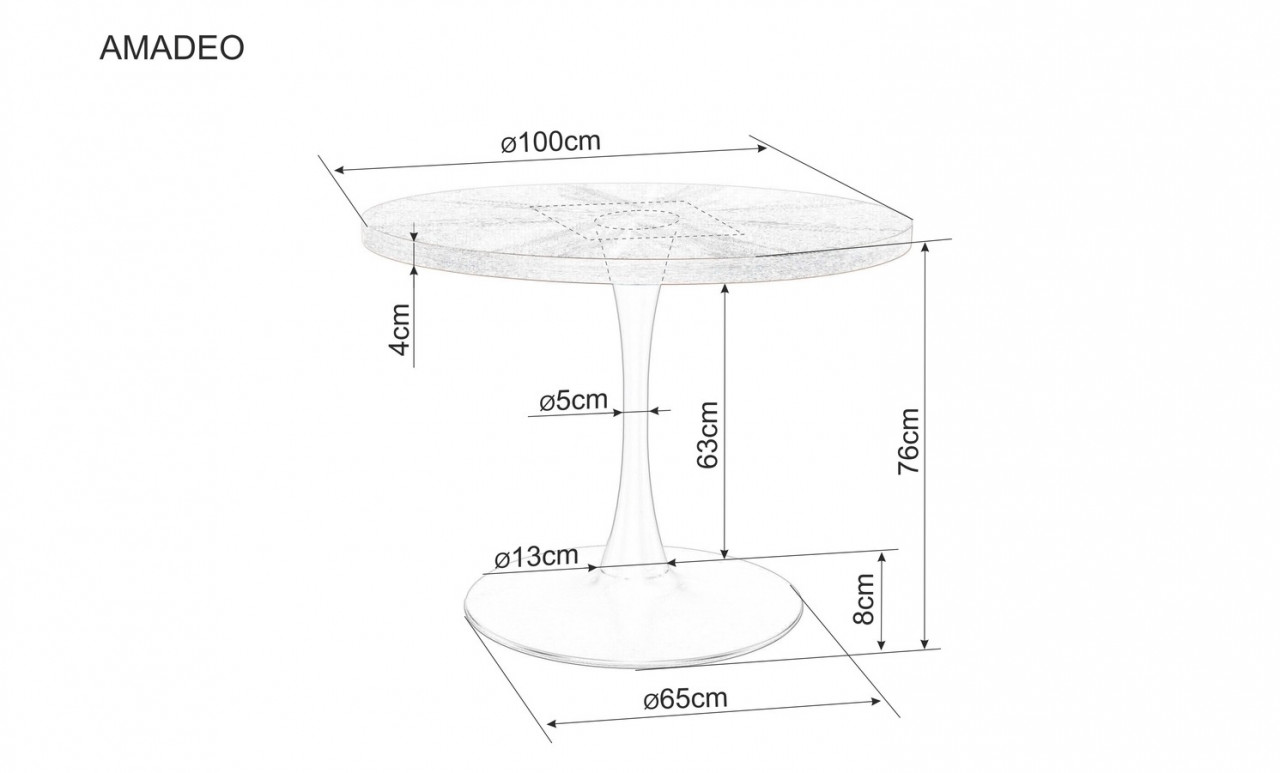 Poze Masa rotunda Amadeo nuc/negru mat - d100 x h76 cm