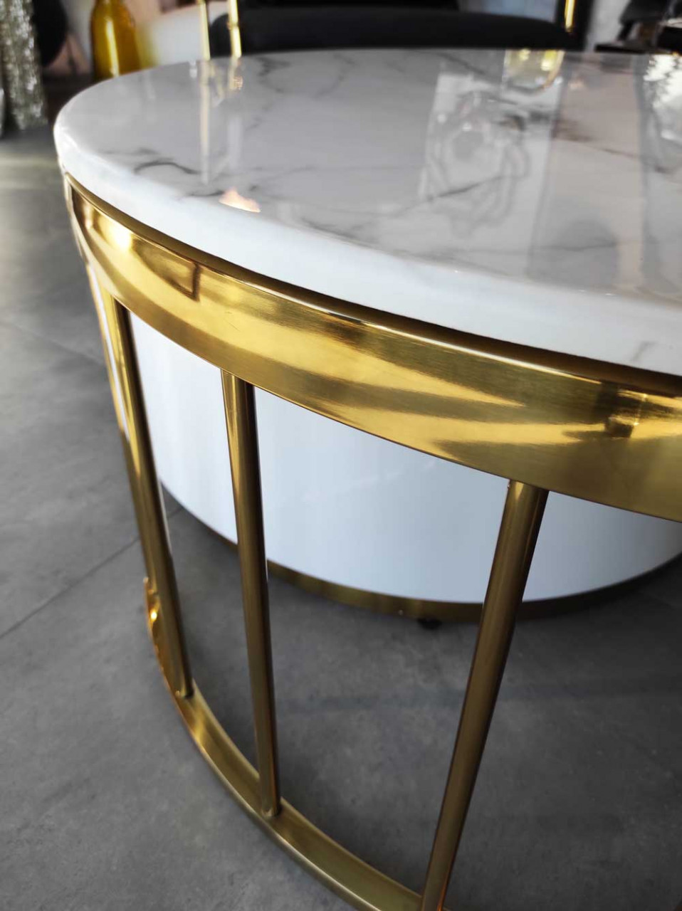 Poze Masuta de cafea Colmar alb/gold si marmura – H42 cm