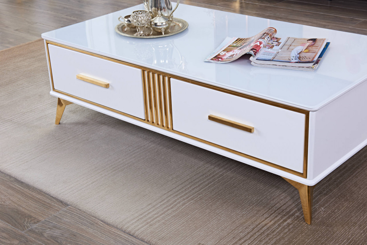 Poze Masuta de cafea Laval alb/gold – H41 cm