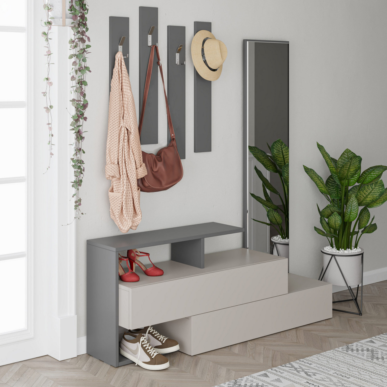 Poze Mobilier hol Ramda maro deschis / antracit