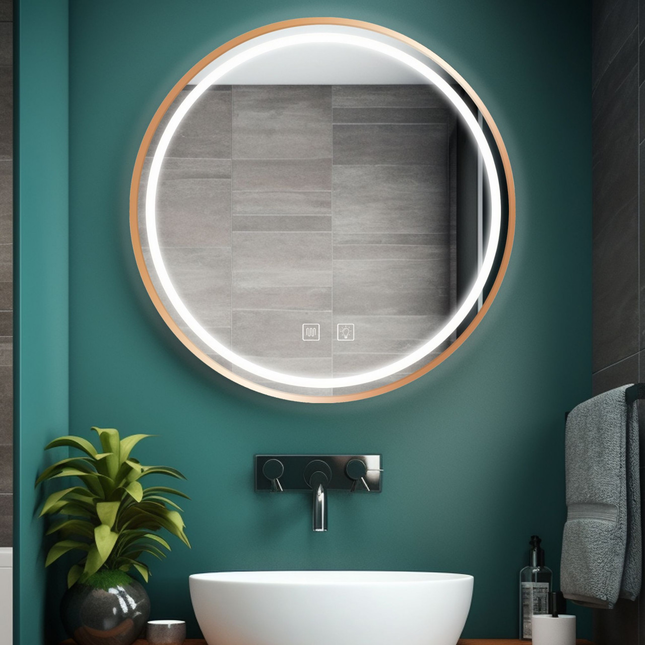 Poze Oglinda LED 80cm MMJ roz gold