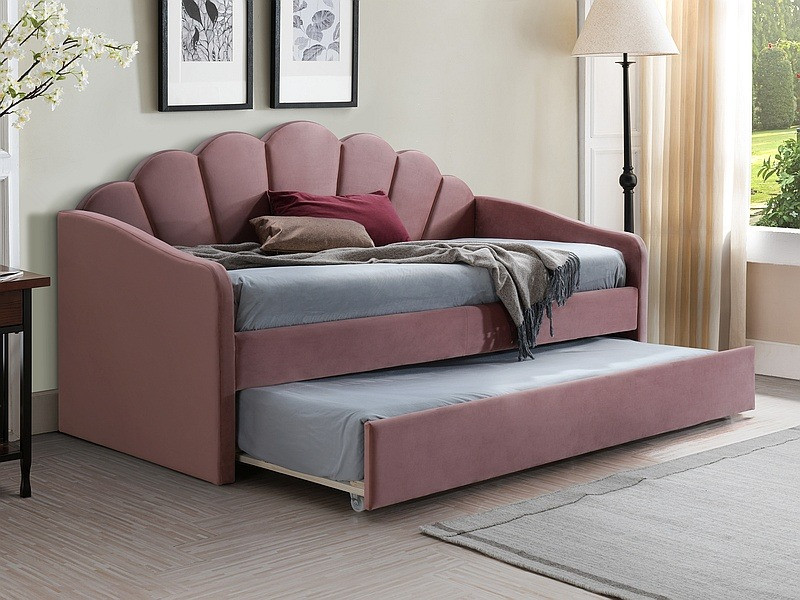 Poze Pat tapitat Bella Velvet Roz Antic – 90 x 200 cm