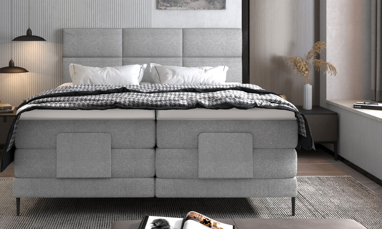 Poze Pat tapitat boxspring Carlo 140x200 cm