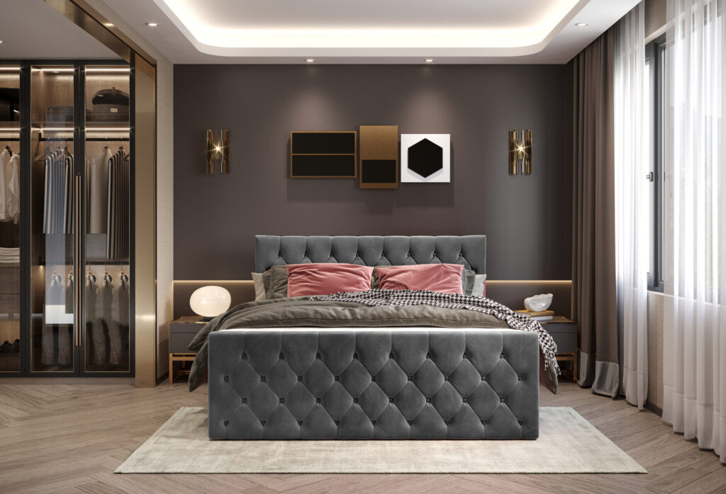 Poze Pat tapitat boxspring Charles 140x200 cm
