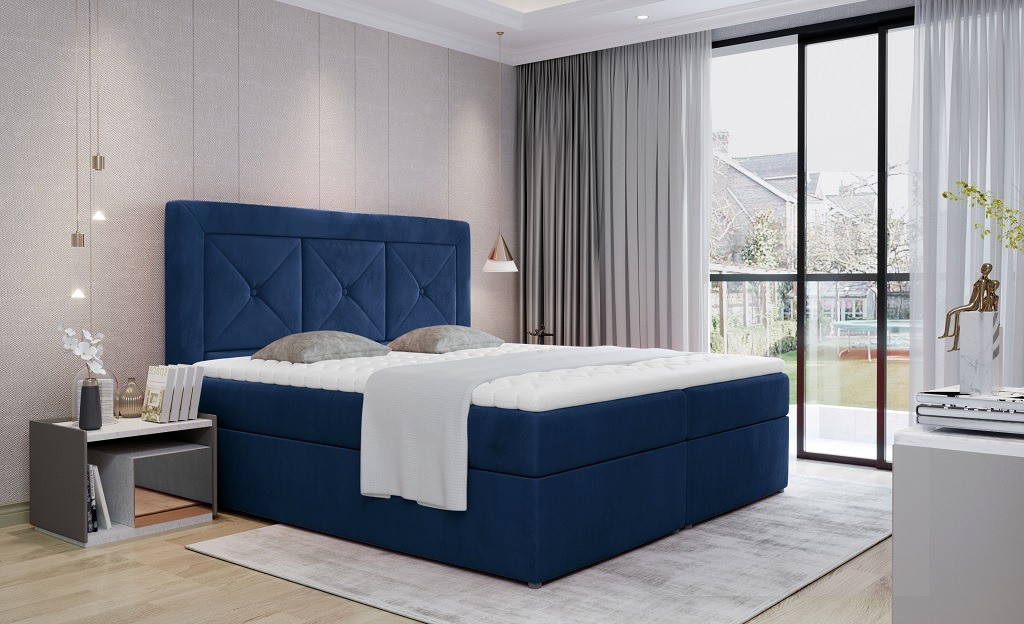 Poze Pat tapitat boxspring Idris – 180/200 cm