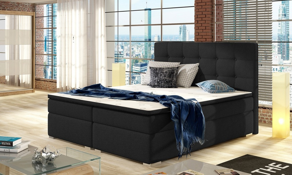 Poze Pat tapitat boxspring Inez – 180/200 cm