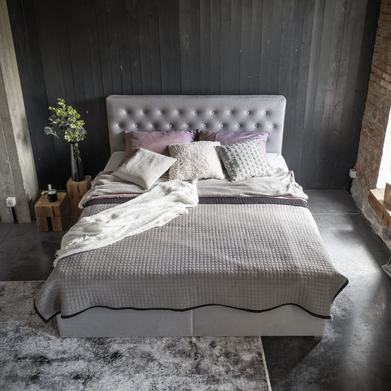 Poze Pat tapitat boxspring Loree – 140/200 cm
