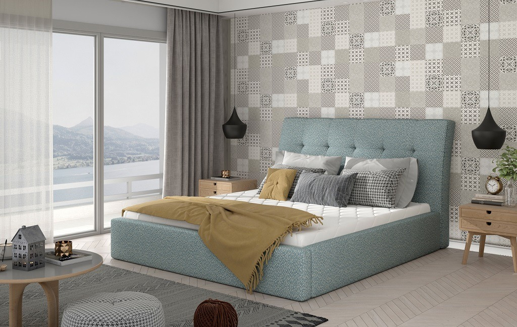 Poze Pat tapitat Inge – 140/200, L223 x l140 x h93 cm