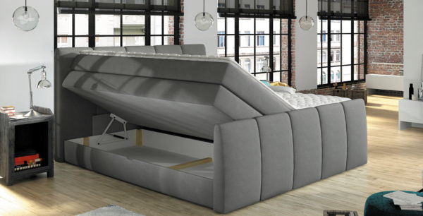 Poze Pat tapitat tip boxspring Fresco – 160/200, L222 x l169 x h111 cm