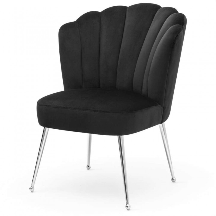 Poze Scaun Bolonia velvet negru/silver – H90