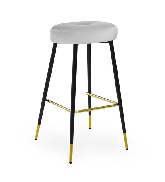 Scaun de bar Circo gri picioare negru/gold - H65 cm