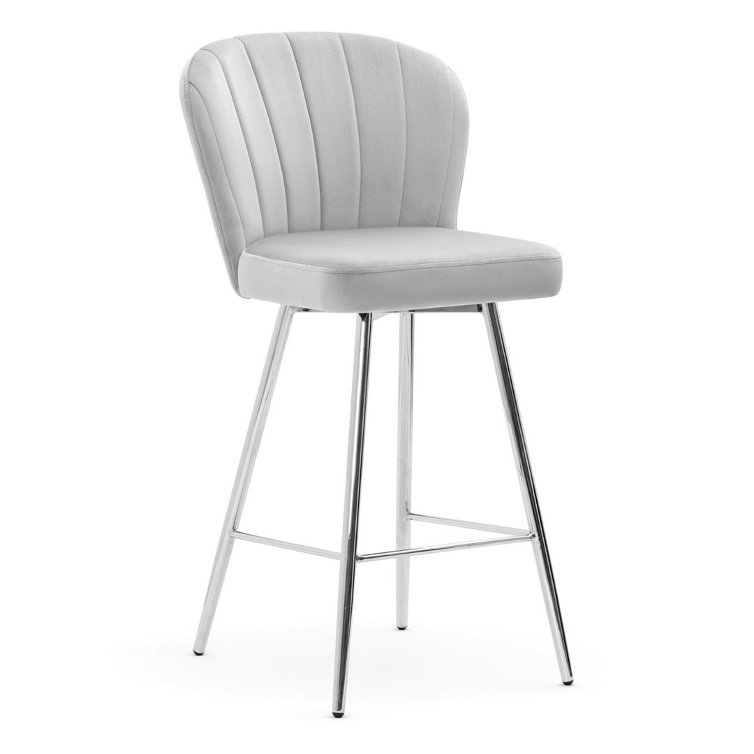 Poze Scaun de bar Shelly gri picioare silver - H97 cm