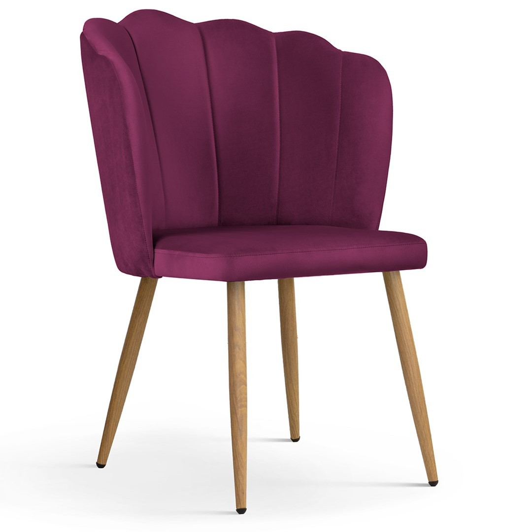 Poze Scaun tapitat Hilton burgundy picioare natur - H88 cm
