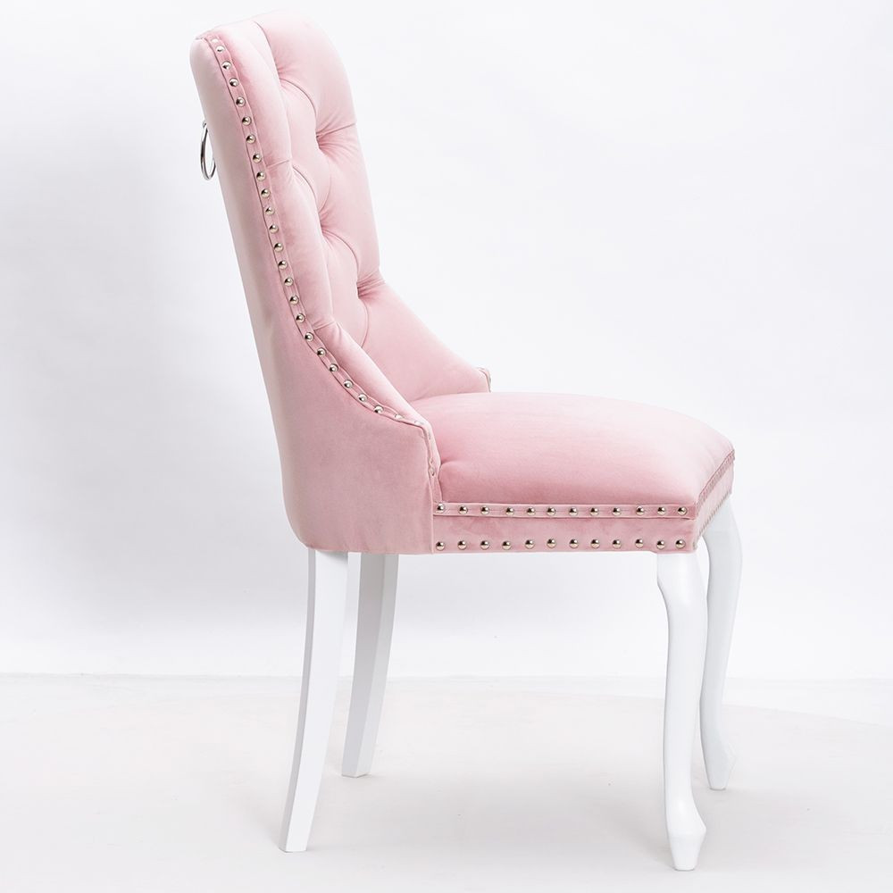 Poze Scaun tapitat Madame Charlotte roz/alb