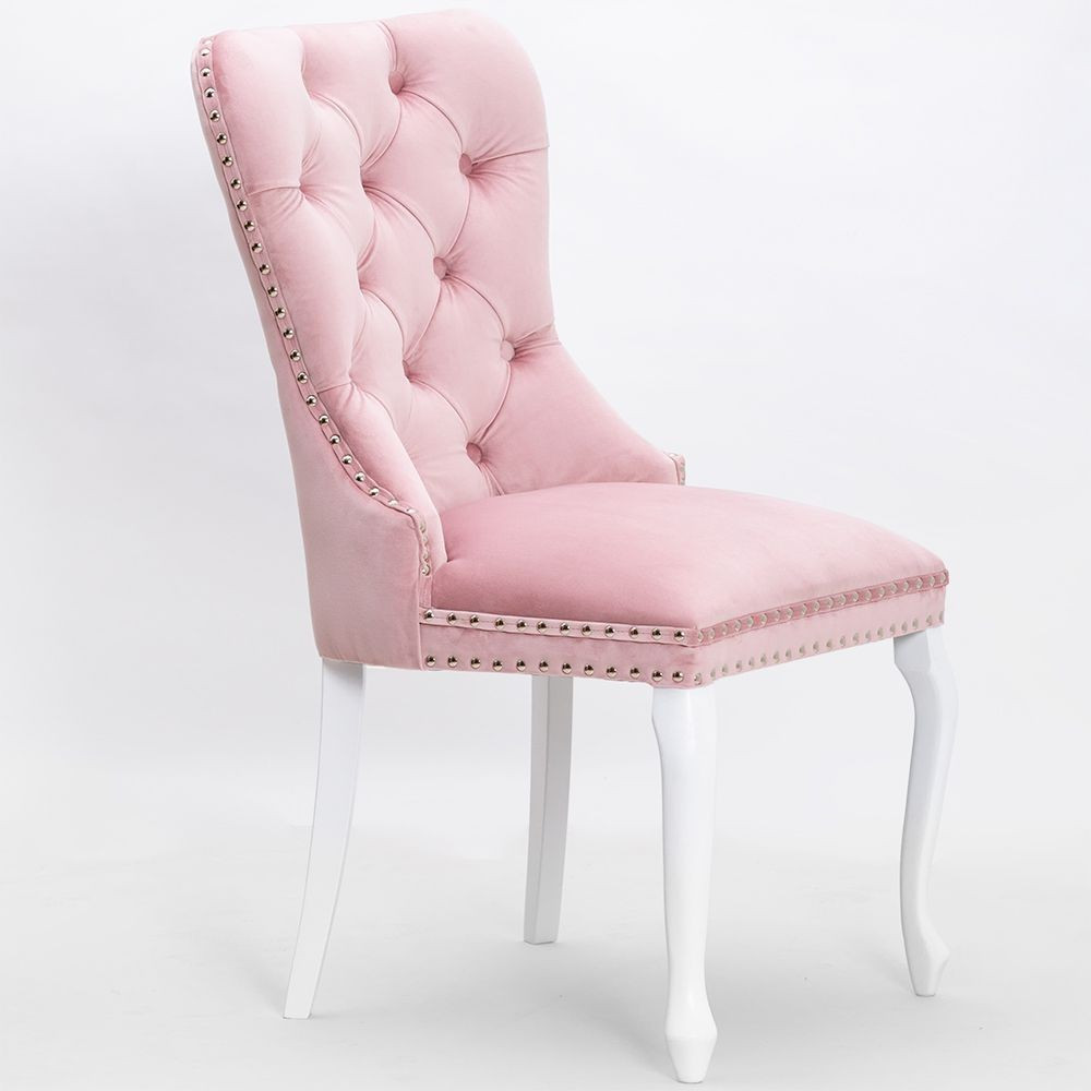 Poze Scaun tapitat Madame Charlotte roz/alb