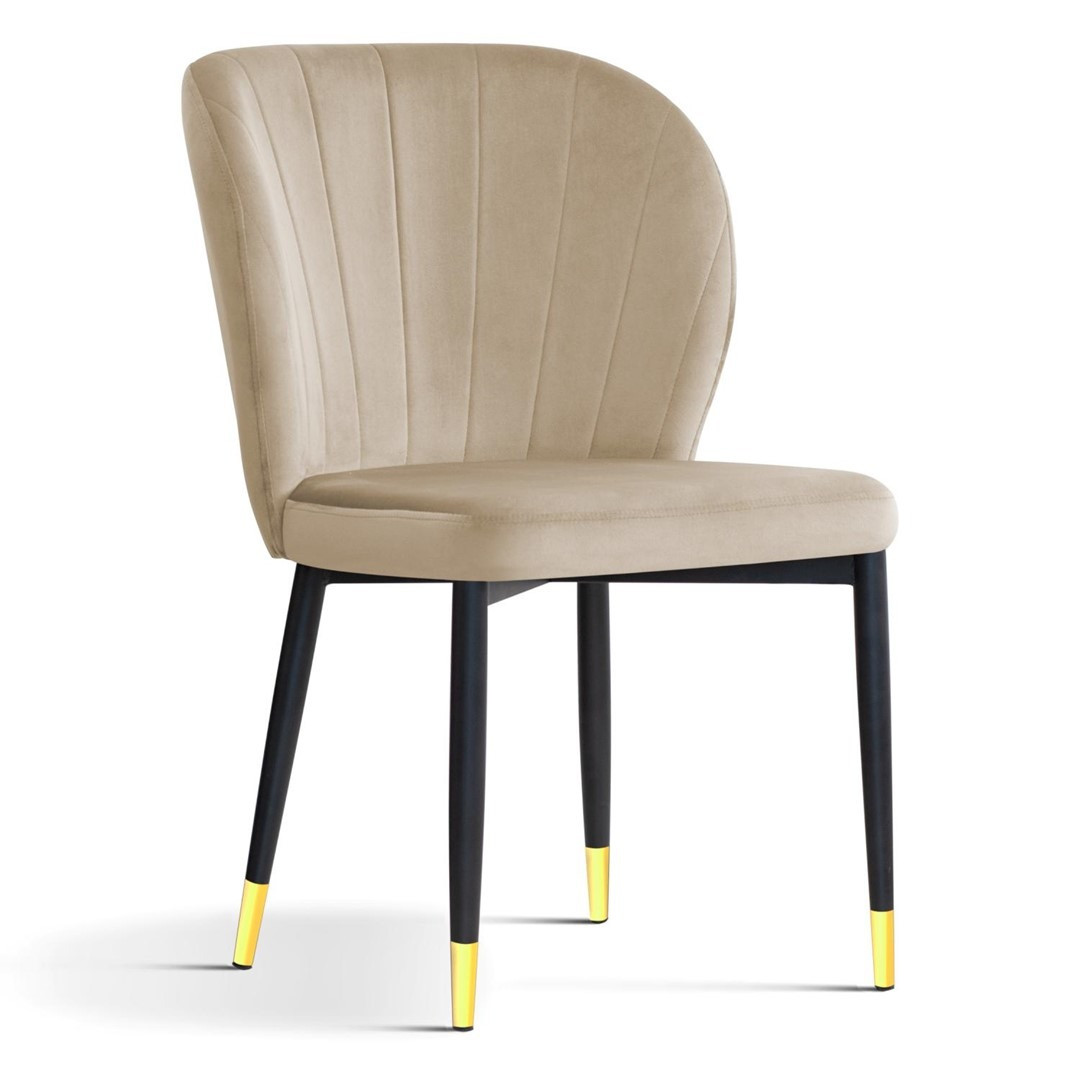 Poze Scaun tapitat Shelly bej picioare negre/gold - H88 cm