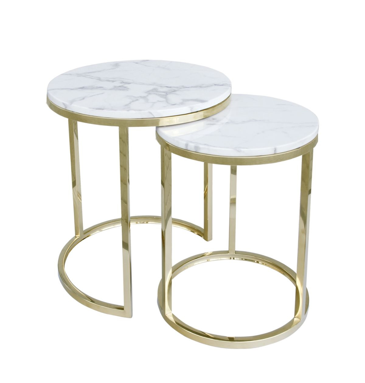 Poze Set 2 masute de cafea Camelio L alb/gold si marmura