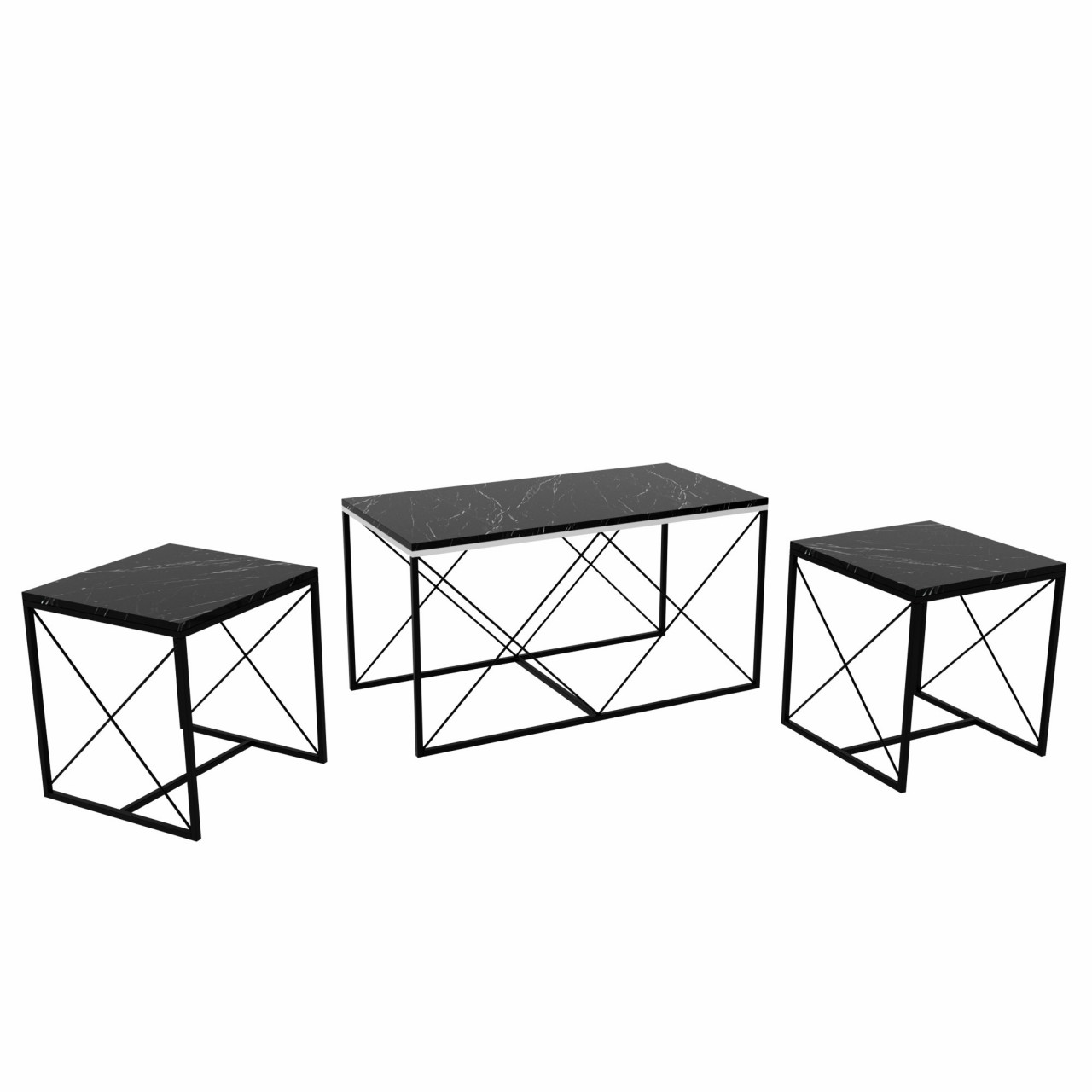 Poze Set 3 masute de cafea Defne marmura neagra