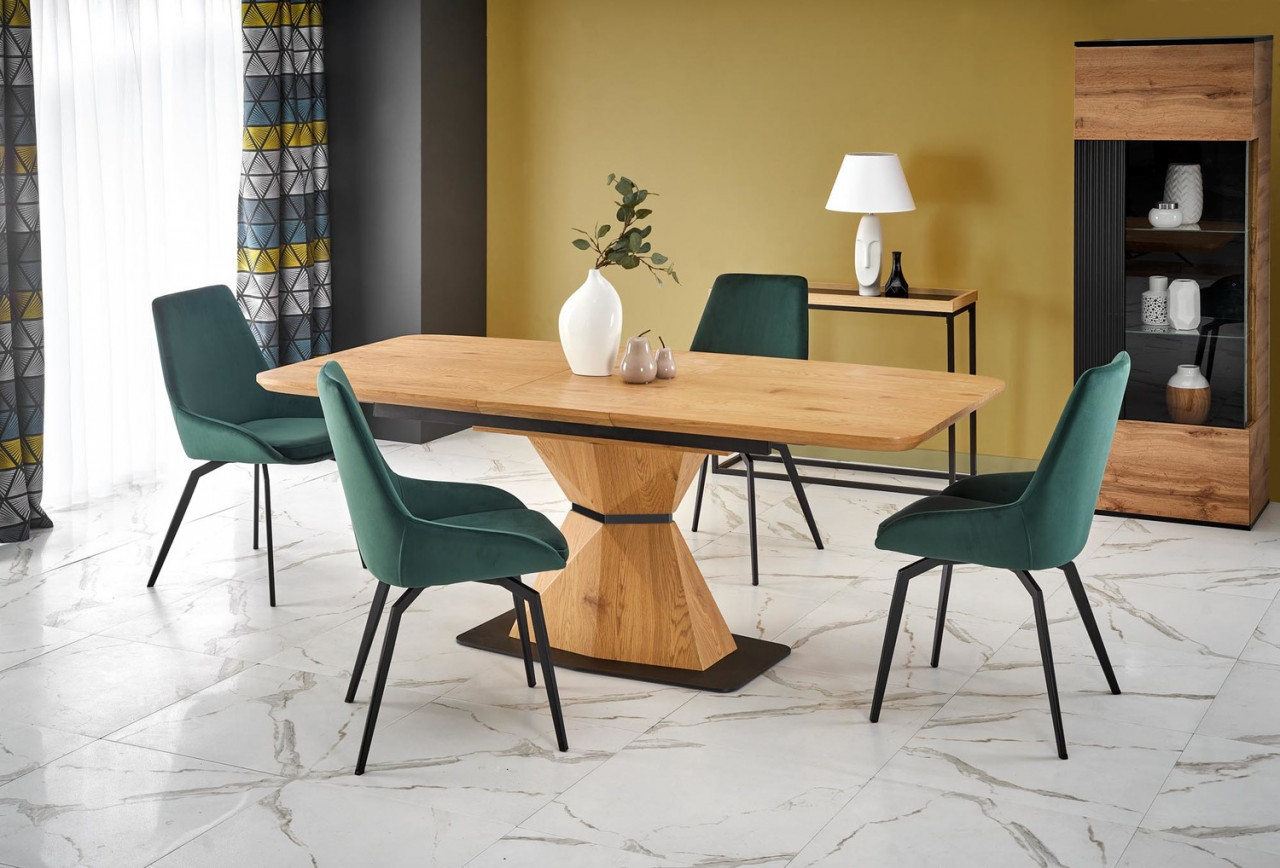 Poze Set masa extensibila Diamond L160-200 cm + 4 scaune K479 velvet verde
