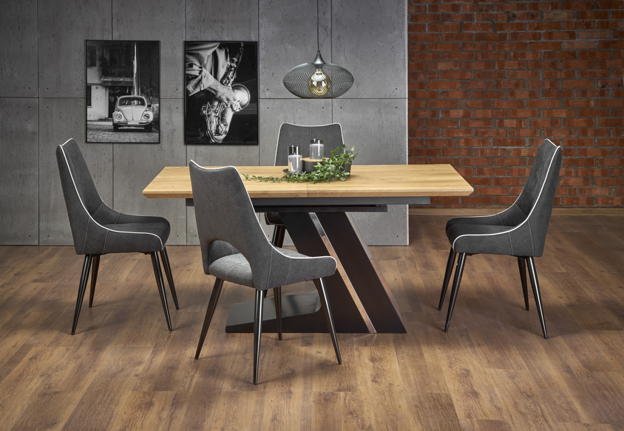 Poze Set masa extensibila Ferguson L160-200 cm + 4 scaune K369 gri inchis