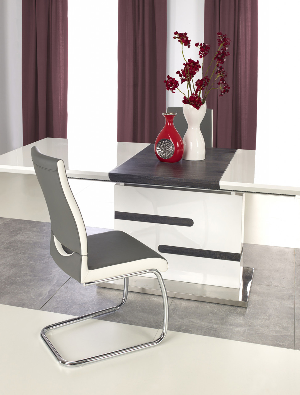 Poze Set masa extensibila Monaco L160-220 cm + 4 scaune K259 gri/alb