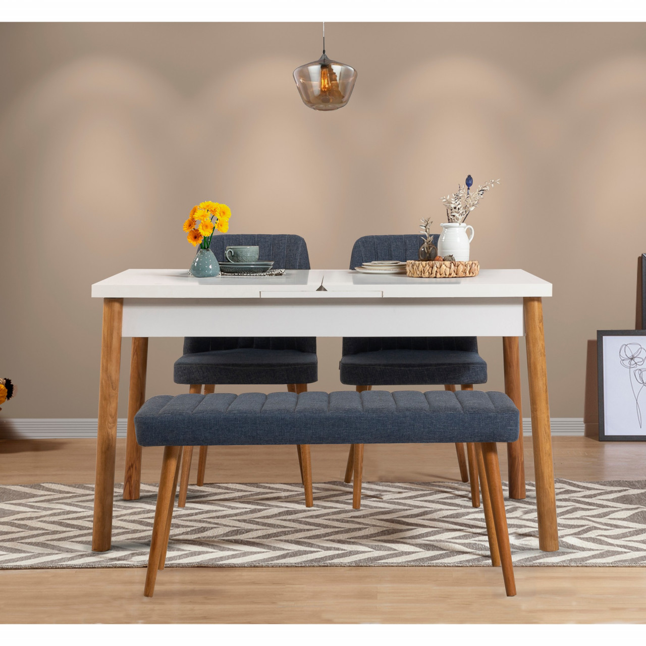 Poze Set masa extensibila si scaune (4 piese) Santiago Atlantice-Navy Blue V2