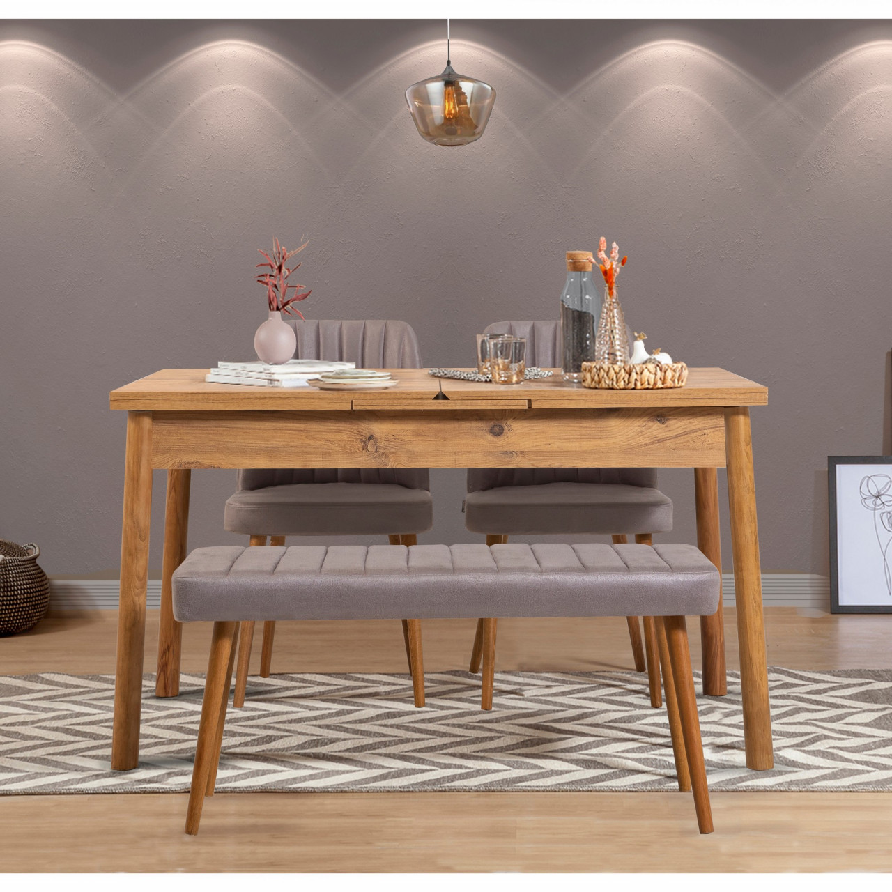 Poze Set masa extensibila si scaune (4 piese) Santiago Atlantice -Soho Grey