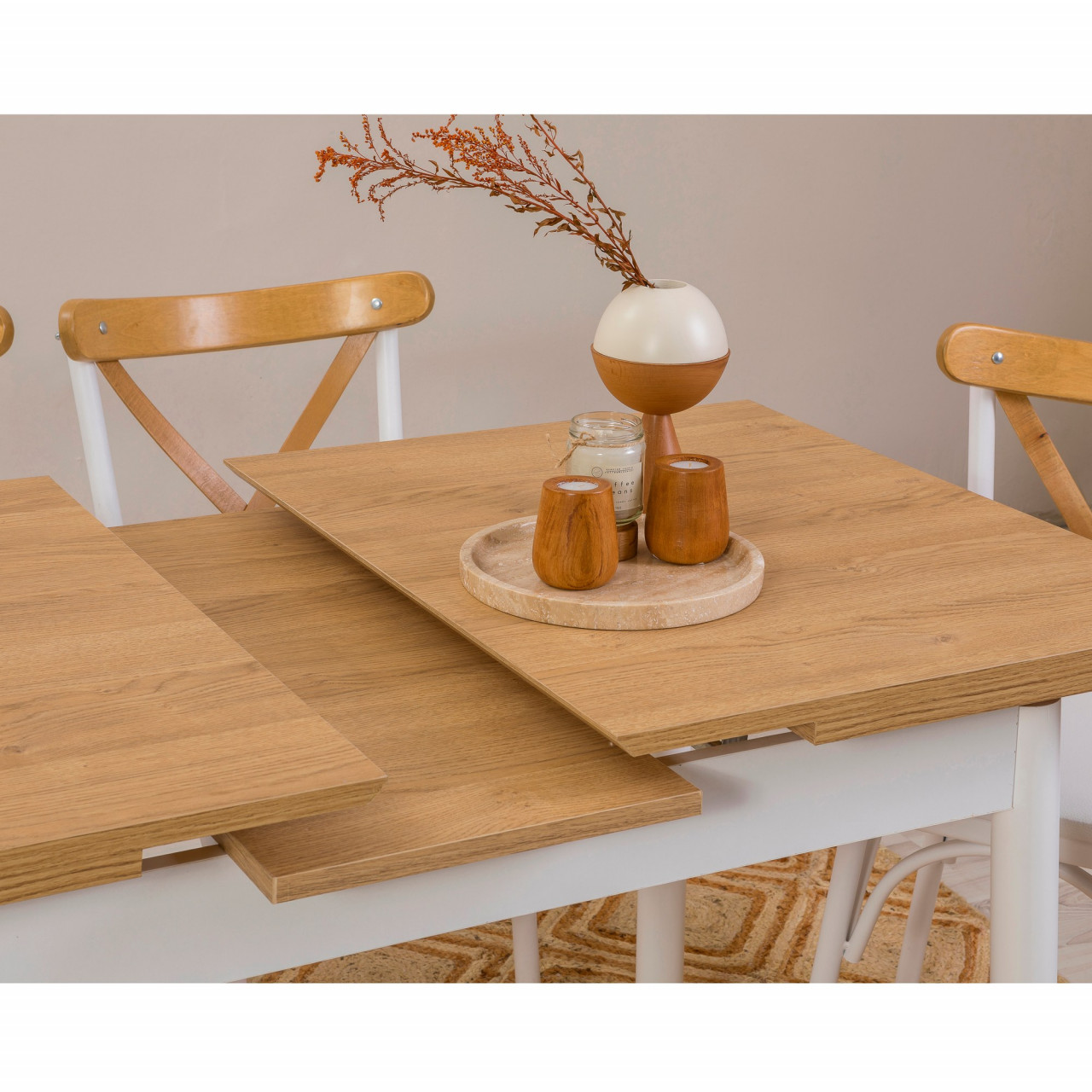 Poze Set masa extensibila si scaune (5 piese) OLİVER AÇL.KARİNA - WHİTE