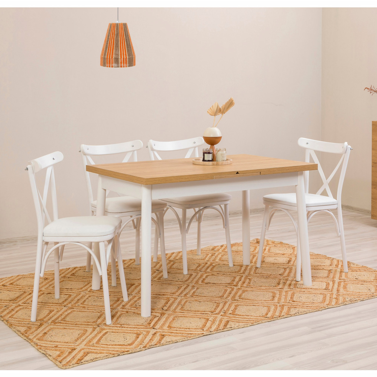 Poze Set masa extensibila si scaune (5 piese) OLİVER AÇL.WHİTE KARİNA-WHİTE