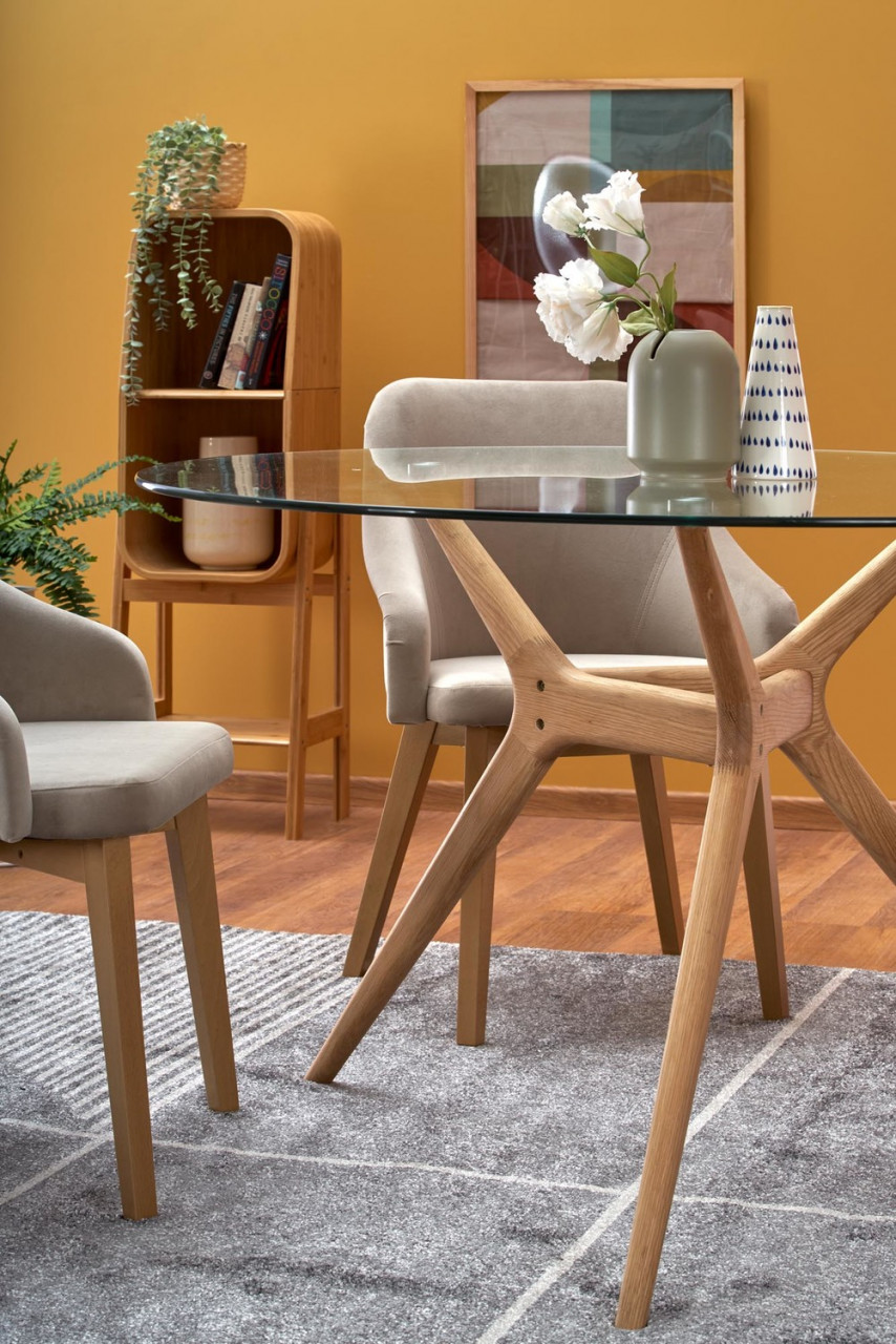Poze Set masa rotunda Ashmore ø120 cm + 3 scaune Toledo 2 bej/stejar miere