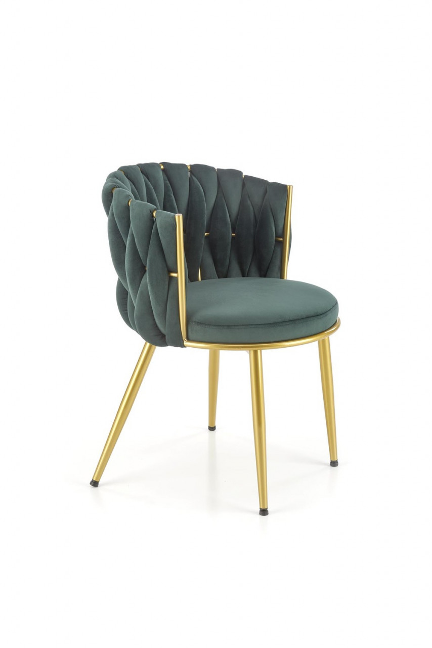 Poze Set masa rotunda Raymond 2 marmura neagra + 2 scaune K517 verde/auriu