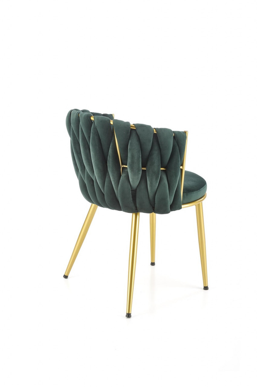 Poze Set masa rotunda Raymond 2 marmura neagra + 4 scaune K517 verde/auriu