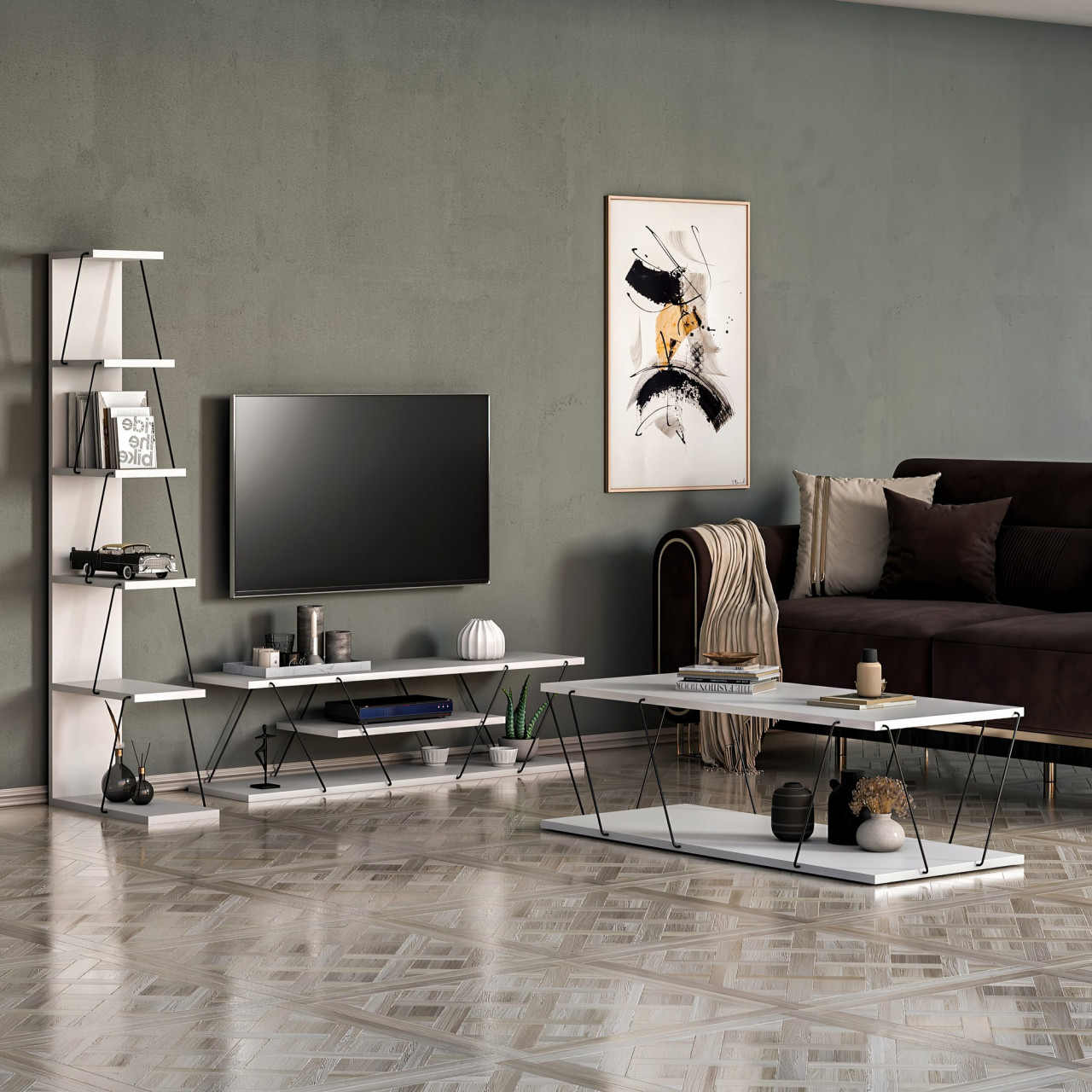 Poze Set mobilier living Epsilon alb