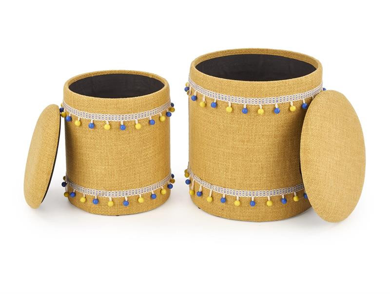 Poze Set tabureti tapitati Grado Galben