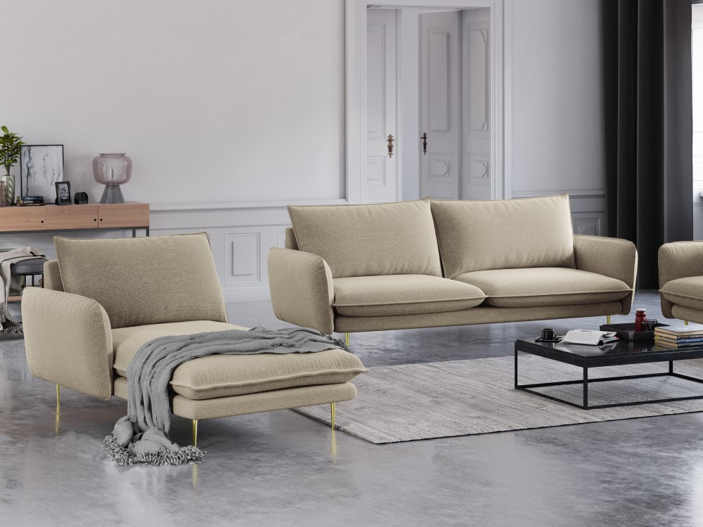 Poze Sezlong tapitat Vienna picioare gold – L170 x l110 x h95
