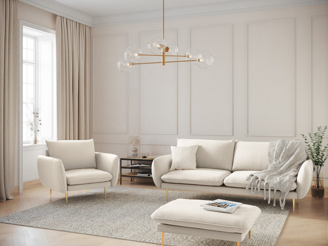 Poze Taburet tapitat Vienna plusat/picioare gold – L100 x l80 x h43 cm