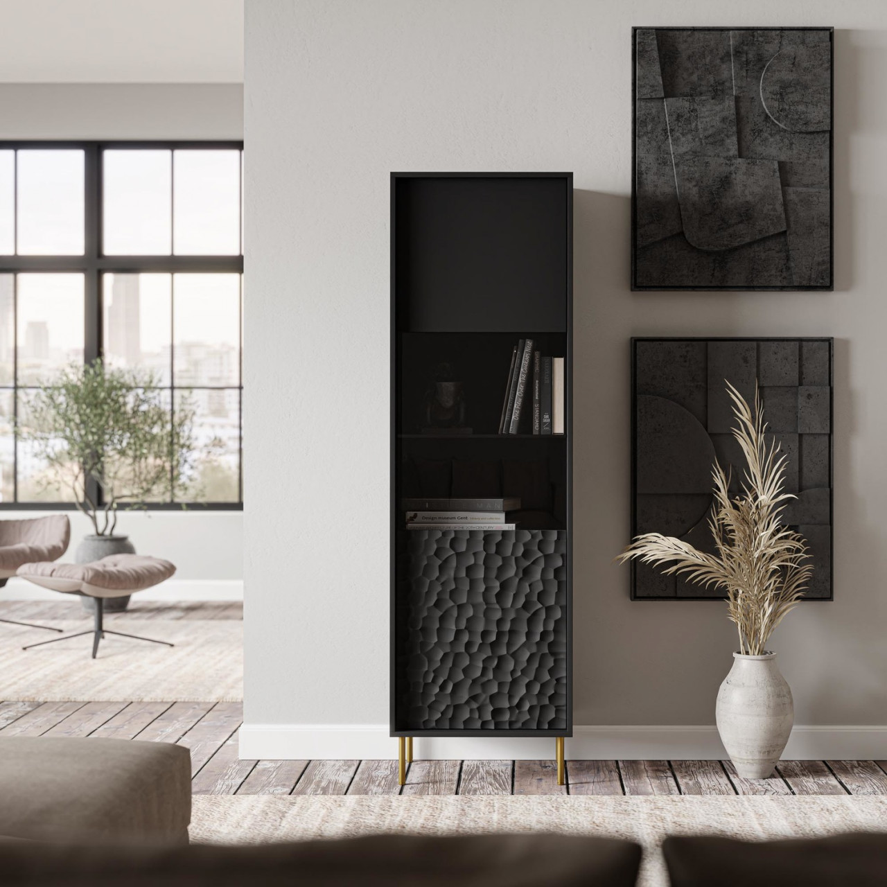 Poze Vitrina Bullet W-1 H185 cm negru/auriu