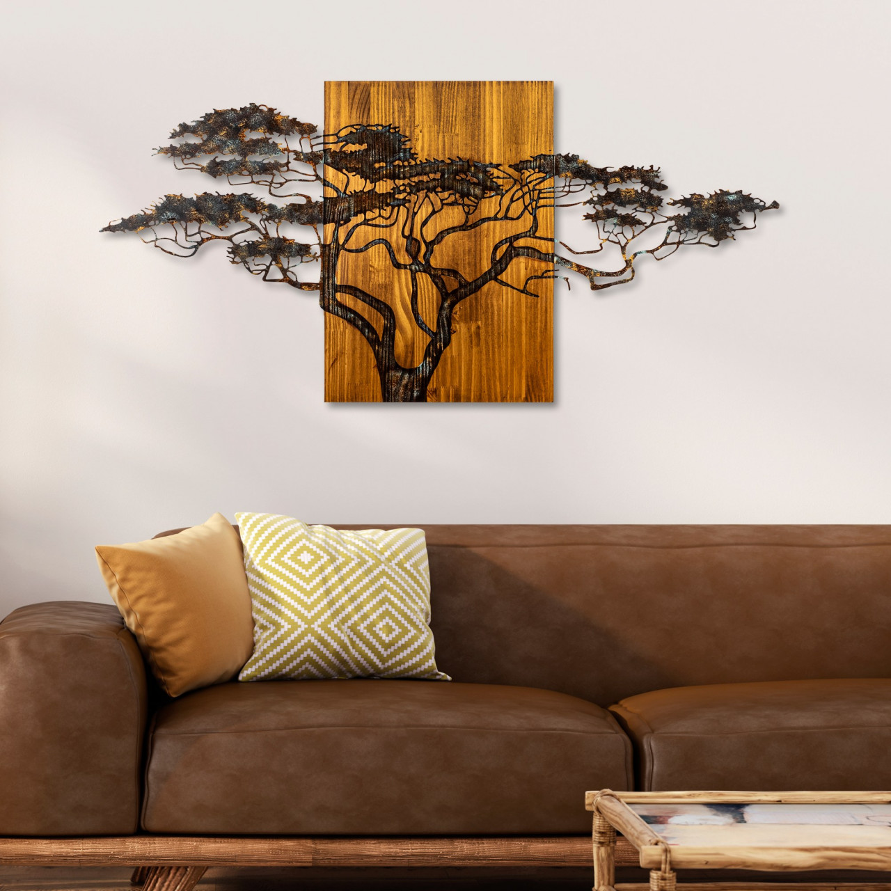 Poze Accesoriu decorativ de perete din lemn Acacia Tree - 329-A