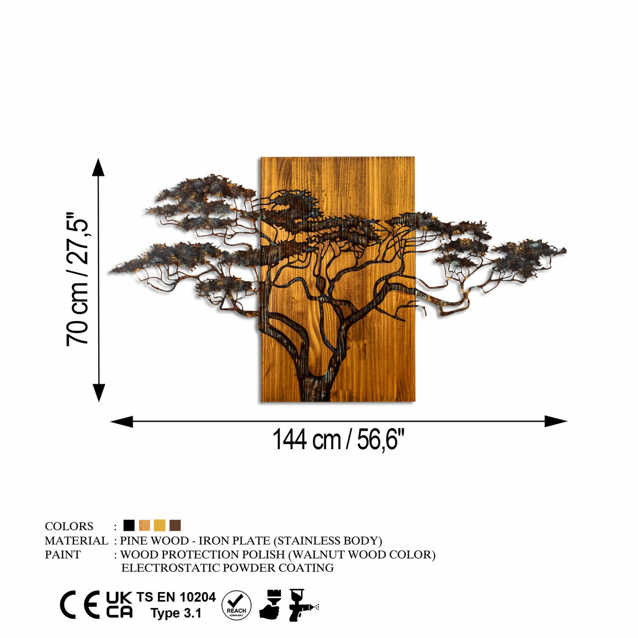 Poze Accesoriu decorativ de perete din lemn Acacia Tree - 329-A