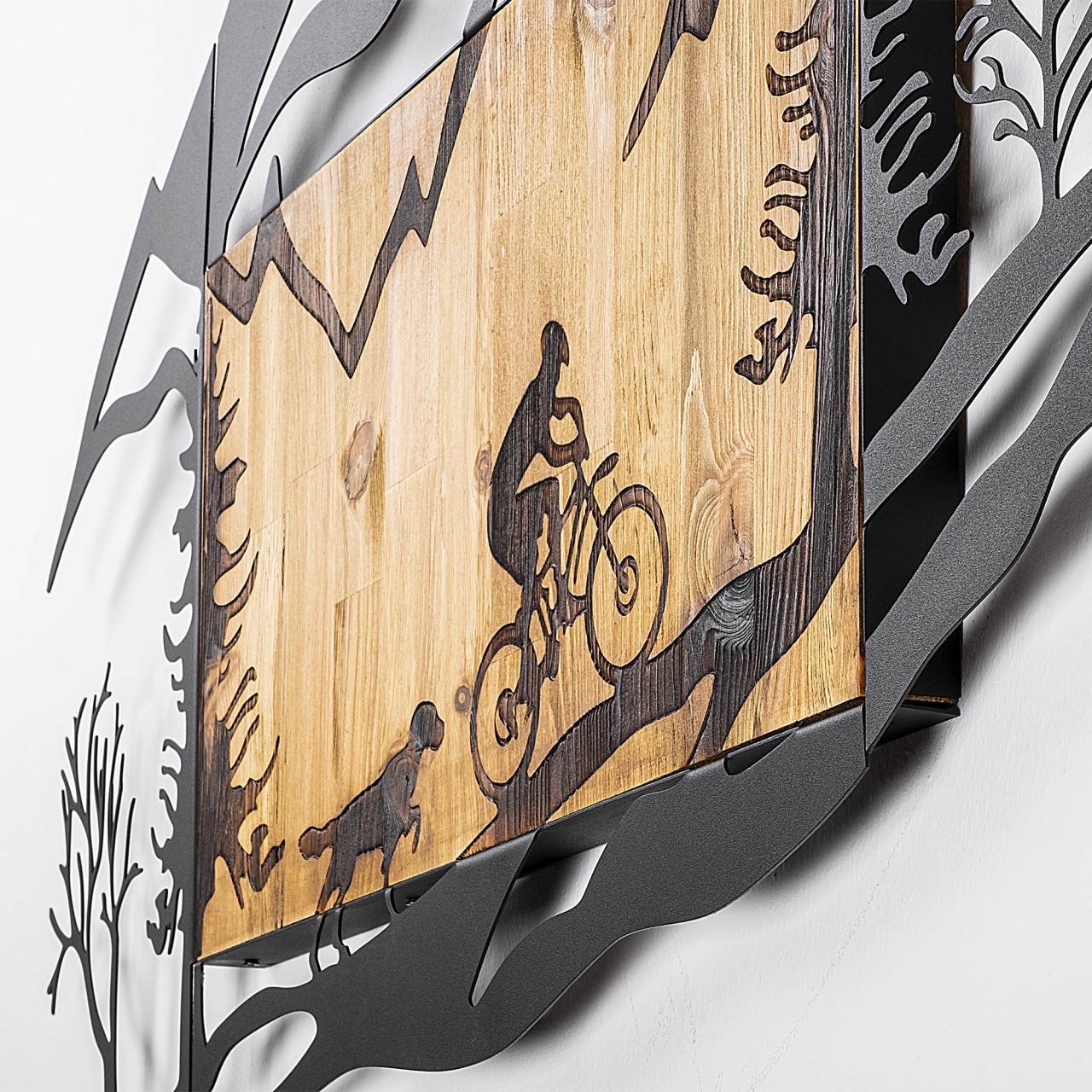 Poze Accesoriu decorativ de perete din lemn Bicycle Riding in Nature 1
