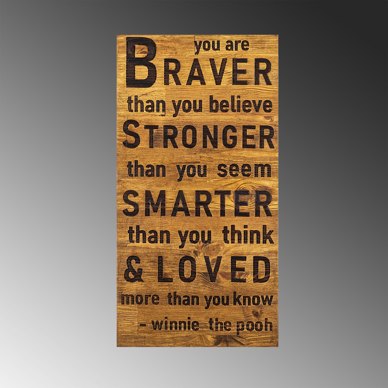 Poze Accesoriu decorativ de perete din lemn Braver stronger smarter loved