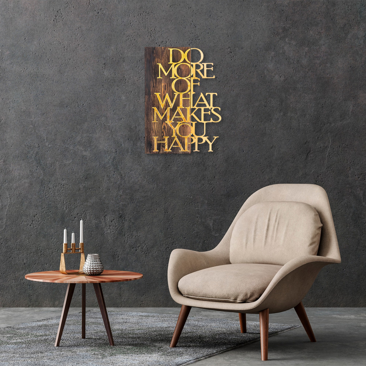 Poze Accesoriu decorativ de perete din lemn Do more - auriu